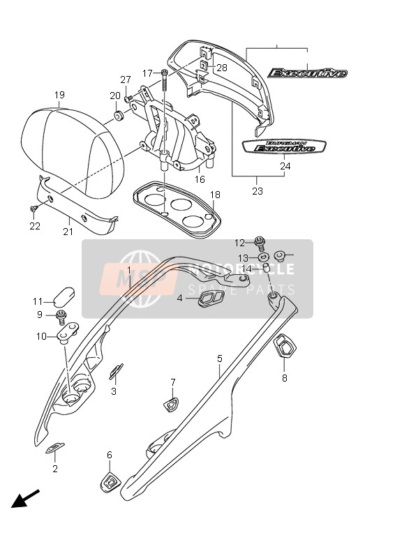 Suzuki AN650A BURGMAN EXECUTIVE 2007 Pillion Rider Handle (AN650A) for a 2007 Suzuki AN650A BURGMAN EXECUTIVE